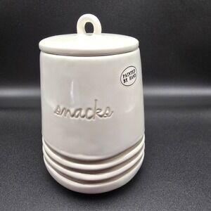 Rae‎ Dunn Artisan Collection Snacks Hand Painted Ceramic Treat Jar with Lid